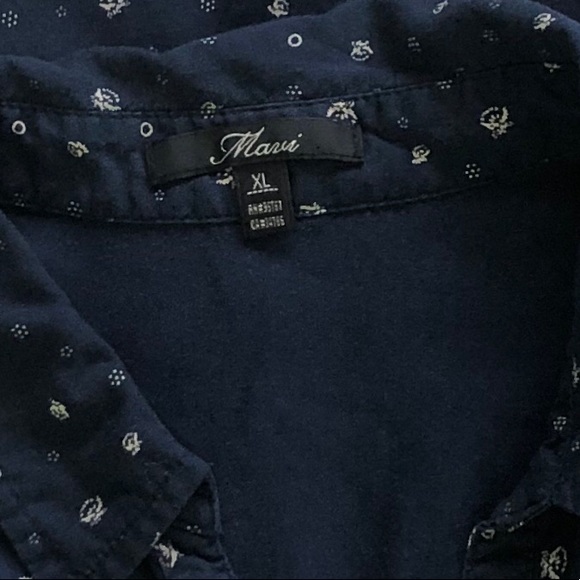 Mavi Navy Blue Button Down Roll Tab Sleeve Blouse - Picture 8 of 8